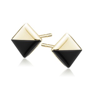 Cercei argint placati cu aur galben cu piatra neagra DiAmanti Z2111EG_OB-DIA (Argint 925‰ 2,2 g.)